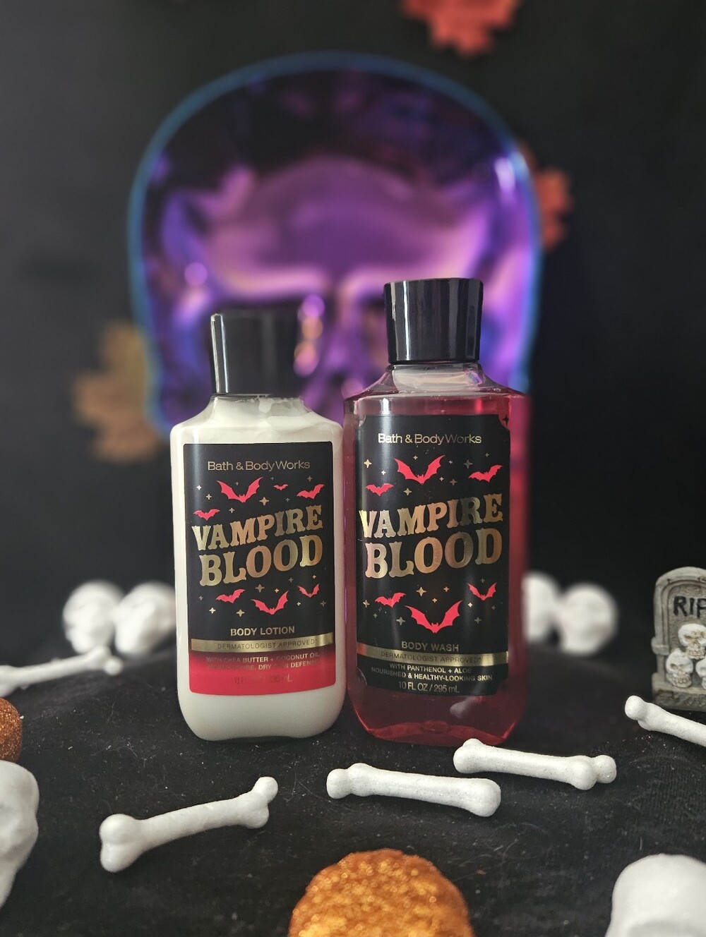 NWT Bath & Body Works Vampire Blood Body Wash & Lotion - Black, Red, Gold